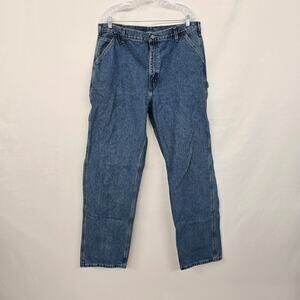 Carhartt Dungaree Fit Carpenter Jeans Men's 38 x 35 (tag40x36) Blue Cargo Cotton